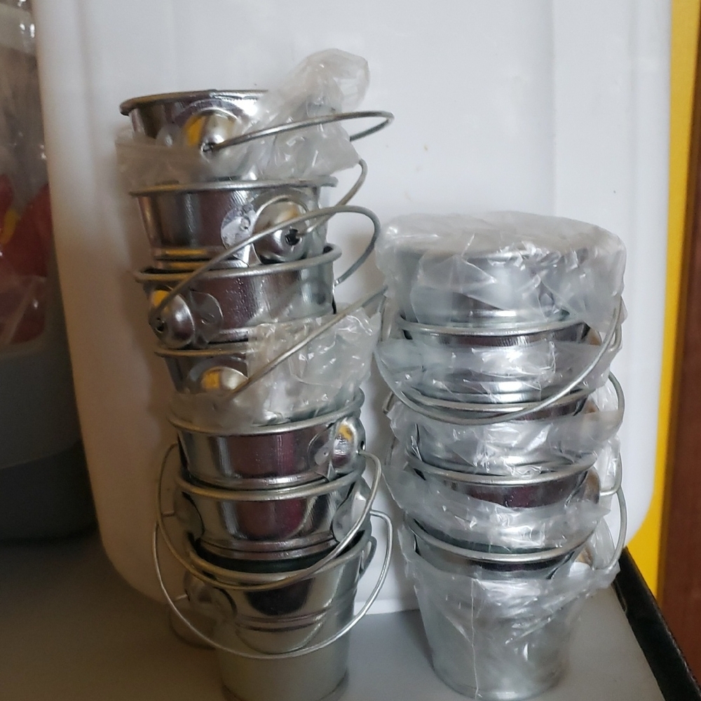 Mini Silver Metal Buckets